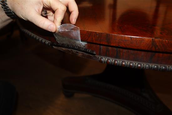 An early Victorian rosewood octagonal centre table W.106cm